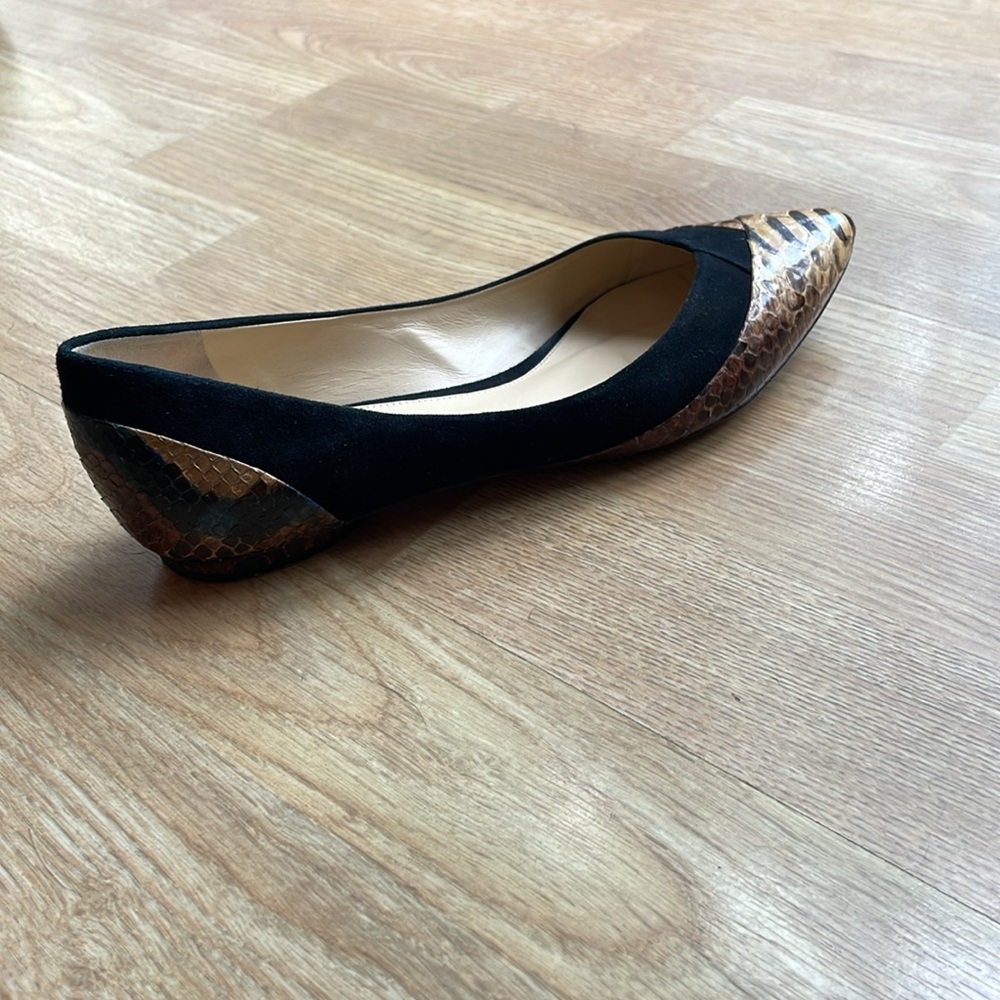 Alexandre Birman Black Suede Python Snake Flats S… - image 3